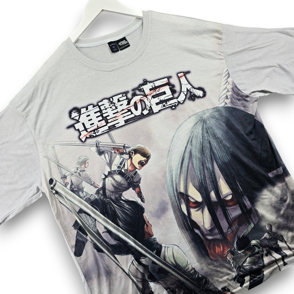 Attack on Titan T-Shirt Mens XL Gray Graphic Anime Eren Yeager Print